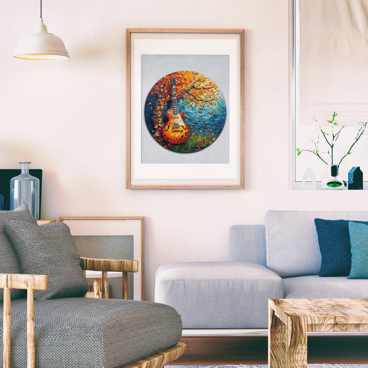 Wooden Puzzle for Adults, Autumn Jigsaw Puzzle, Guitar Wooden Jigsaw Puzzles, Thanksgiving Garden Puzzle, Beautiful Wooden Puzzle with Box Birthday Gifts for Adults and Kids(11.2 * 11.2in-200pcs) Reouinty