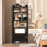 YUJSBHJAN Nightstand with Fabric Drawers,5-Tier End Table for Living Room, Bakers Rack with one Drawer;Storage Cabinets for kicthen,Bedroom,Living Room,Black YUJSBHJAN