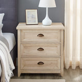 Walker Edison Hazel Modern Farmhouse 3 Drawer Framed Nightstand with Half-Moon Handles, 25 Inch, White Oak Walker Edison