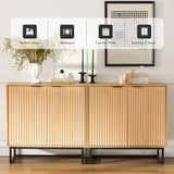 MoomJiee Fluted Storage Cabinet,Wood Sideboard Buffet Cabinet with Adjustable Shelves,Multifunctional Console Table with Storage Credenza Accent Cabinet for Living Room, Dining Room, Hallway MoomJiee