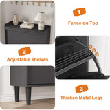 GarveeHome Shoe Cabinet with 2 Flip Drawers, Wooden Shoe Organizer Cabinet with Adjustable Shelf, Shoe Storage for Entryway, Hidden Shoe Cabinet for Hallway, Living Room, Black GarveeHome