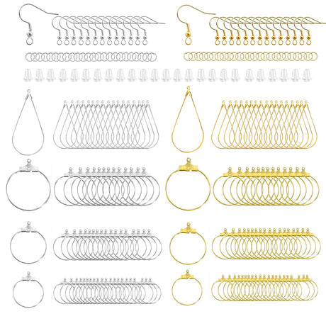 XKCWXY 483Pcs Earring Making Kit with Beading Hoop Earring Finding Component Accessories,Earring Hooks,Jump Rings,Earring Backs for Jewelry Making DIY Craft XKCWXY