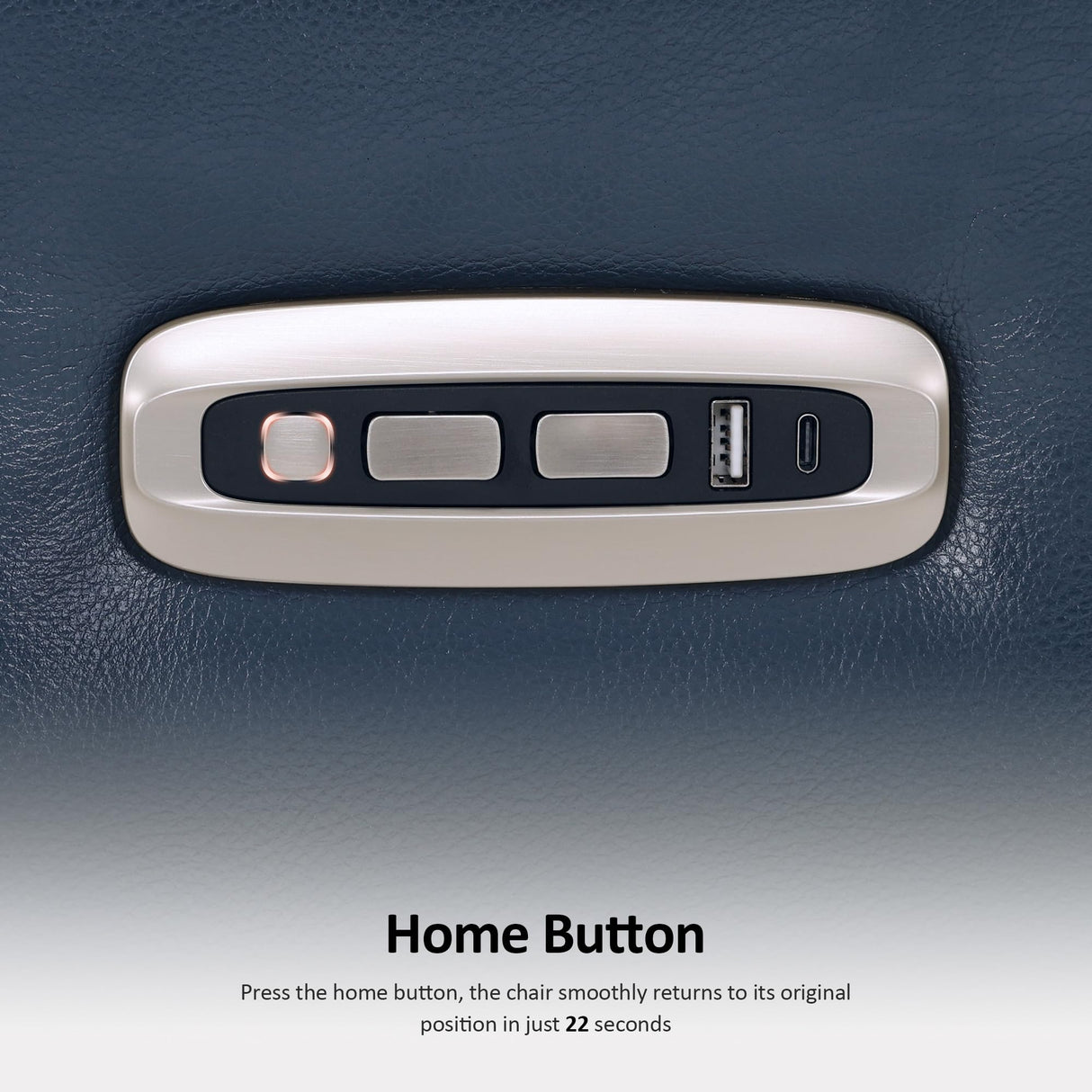 MCombo Zero Wall Recliner Chair, Wall Hugger Power Loveseat Recliner with Adjustable Headrest, High Wood Leg, USB & Type C Dual Charge Ports, for Living Room, Small Spaces, HL128 (Faux Leather, Blue) MCombo