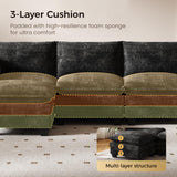 KKL Modular Sectional Sofa, Loveseat 2 Seater Cloud Couch with Ottoman, Chenille Modern Sectional Couches for Living Room, Apartment KKL