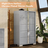 AMERLIFE 50.2" H Modern 5 Drawer Dresser, Glossy Surface Chest of Drawers, Large Storage Organizer for Bedroom, Living Room, Cloakroom, Luxury, Light Grey AMERLIFE