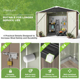 Greesum Outdoor Storage Shed 6 x 8 ft. Utility Tool Shed Metal Storage Garden Shed with Door & Lock for Patio Storage, Brown Greesum