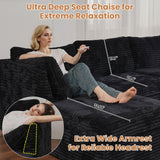 ovios 130.7" Modular Sectional Sofa Couch, U-Shaped Minimalist Couches with Sofa Bed Chaise, Modern Deep Seat Cloud Plush Corduroy Sofas Set for Living Room, 7 Seat, Black ovios