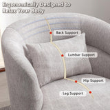 CANMOV Swivel Accent Chair Set of 2, 360 Degree Round Swivel Barrel Chair with Pillow, Upholstered Comfy Barrel Armchair Single Club Sofa Chair for Living Room,Bedroom, Reading Room, (Grey*2) CANMOV
