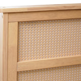 DEINPPA King Bed Frame Solid Rubber Wood Platform Bed with Rattan Headboard and 2 Storage Drawers, Boho Style/Wooden Slats Support/Noise-Free/8 inch Space Underneath/No Box Spring Need-Natural DEINPPA