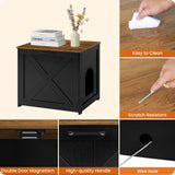 Dwanton Cat Litter Box Furniture Hidden, Cat Litter Box Enclosure, Reversible Entrance Can Be on Left or Right Side, Indoor Cabinet, Wooden Washroom, End Table, Black and Warm Brown, 27.6" L Dwanton