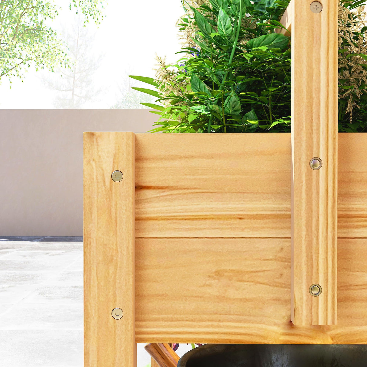 Outsunny Wooden Raised Garden Bed with Trellis, Elevated Planter Box with Storage Shelf, Outdoor Flower Box for Vegetables, Flowers, Herbs Outsunny