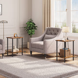 HOOBRO Side/End Table with Charging Station, Set of 2 with USB Ports and Outlets, Nightstand with 2-Layer Storage Shelves for Small Spaces, Living Room, Bedroom, Rustic Brown BF09UBZP201 HOOBRO