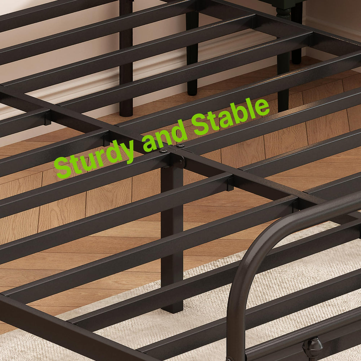 Kujielan Metal Bed Frame - Structurally Stable Heavy Duty Steel Slat Supported Queen Bed Frames,No Box Spring Needed for Easy Removal and Transport. Kujielan