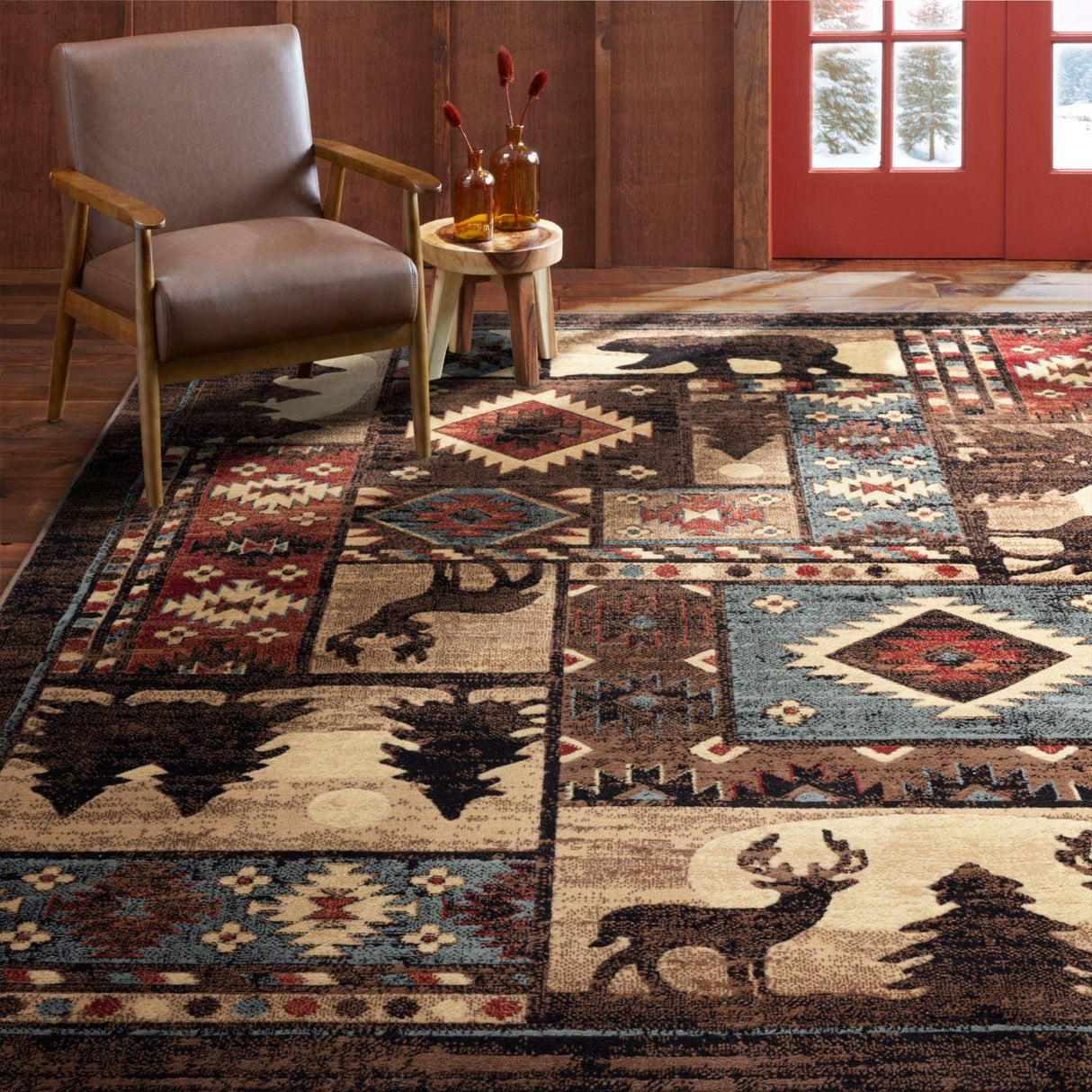 Home Dynamix Buffalo Bear Rustic Area Rug, Brown/Red, 7'10"x10'5", Rectangular Home Dynamix