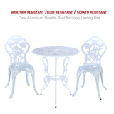 C/G 3 Piece Bistro Set,Outdoor Patio Set,Anti-Rust Cast Aluminum Bistro Table Set for Park Yard Front Porch Furniture(White) C/G