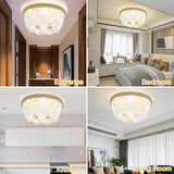 20 Inch Boho Ceiling Fan with Lights, Rustic Flush Mount Beaded Ceiling Fans with Lights and Remote Control, 6-Speed Reversible Bladeless Ceiling Fan for Kitchen, Bedroom, Living Room, Dining POPRHINO