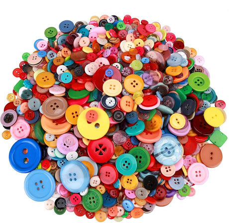Greentime 1500 pcs Round Resin Buttons Mixed Color Assorted Sizes for Crafts Sewing DIY Manual Button Painting DIY Handmade Ornament Buttons Easter Egg Fillers Decorative, 2 Holes and 4 Holes GREENTIME