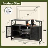 WLIVE TV Stand 55 inch TV,Tall Entertainment Center with Storage, Farmhouse Industrial TV Console for Bedroom Living Room, Charcoal Black WLIVE