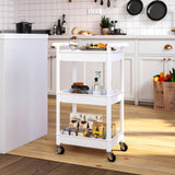 Steehoom 3-Tier Utility Rolling Cart with Cover Top Board, Mobile Utility Cart with Lockable Casters Multi-Functional Storage Trolley for Office, Bathroom, Kitchen, Garden, Laundry Room (White) Steehoom