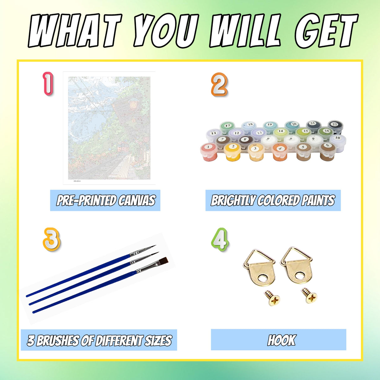 Yunruily Train Track Paint by Numbers Kit for Adults-Mountain Paint by Numbers Kits for Adults, Train Track Adult Paint by Number Kits on Canvas Perfect for Gifts Home Wall Decor(16x20inch) Yunruily