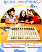 Chimpish Multiplication Games, 12x12 Wooden Montessori Multiplication Board Game, Larger Size Times Table, Montessori Math Learning Materials, Educational Toy for Toddlers, Preschool Gifts for Kids Chimpish