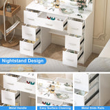 Vanity Desk with Mirror and LED Lights, 40" W Makeup Vanity Desk with 7 Drawers and Super Large Mirror, Derssing Table with 3 Color Modes and Adjustable Brightness, Modern Makeup Table Koestem