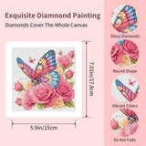 FlyingMage 5D Diamond Art Kits for Adults, Kawaii DIY Painting Art for Women, 4 Pack Cute Diamond Arts and Crafts Sets, Diamond Art Mosaic Kits,Big Gem Full Drill Diamond Dots,Flower Butterfly FlyingMage