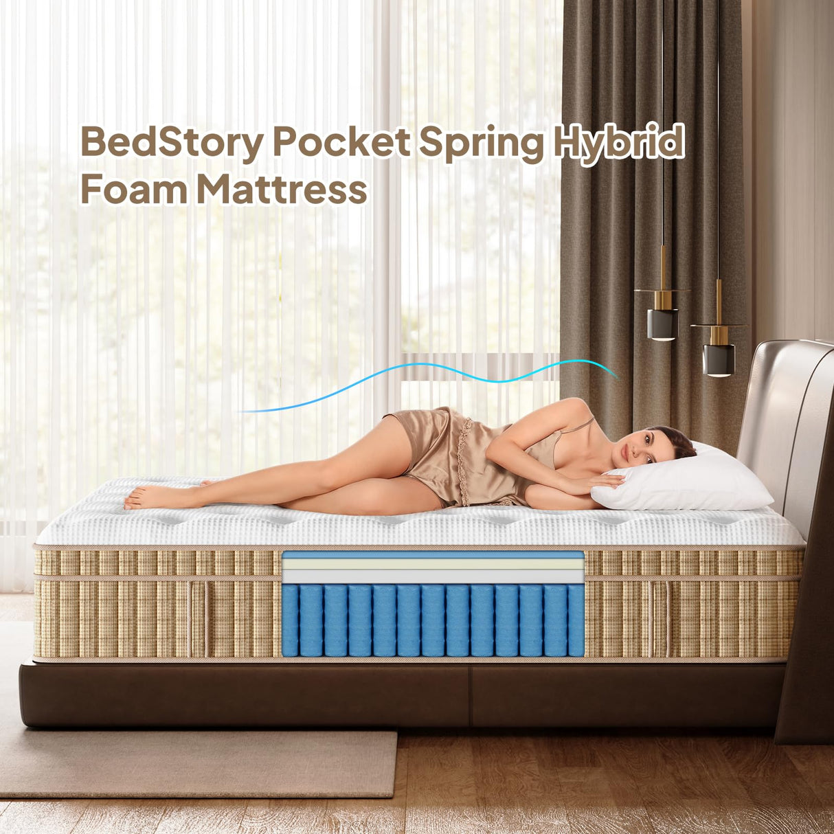 BedStory Queen Mattress Hybrid 14 Inch Plush Mattresses Gel Memory Foam & Pocket Spring Bed for Back Pain Relief, Fiberglass-Free, CertiPUR-US BedStory