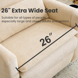 RUTOX Oversized Swivel Rocker Recliner with Adjustable Headrest, 26" Extra Wide Glider Recliner Nursery Chair with Double Cushion, Chenille Glider Rocking Chair for Living Room,Cup Holder,Beige RUTOX