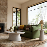 win2win Oval Coffee Table, Modern Faux Stone Coffee Table with Fluted Design, Travertine Tea Table with Tapered Base, Minimalist Center Table for Living Room, Apartment, Office, Stone win2win