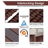 PrimeZone 162 PCS Plastic Interlocking Patio Deck Tiles - 12" x 12" Waterproof Indoor Outdoor Flooring, Patio Floor Decking for Balcony, Backyard, Garden & Poolside, All Weather Use, Dark Brown PrimeZone