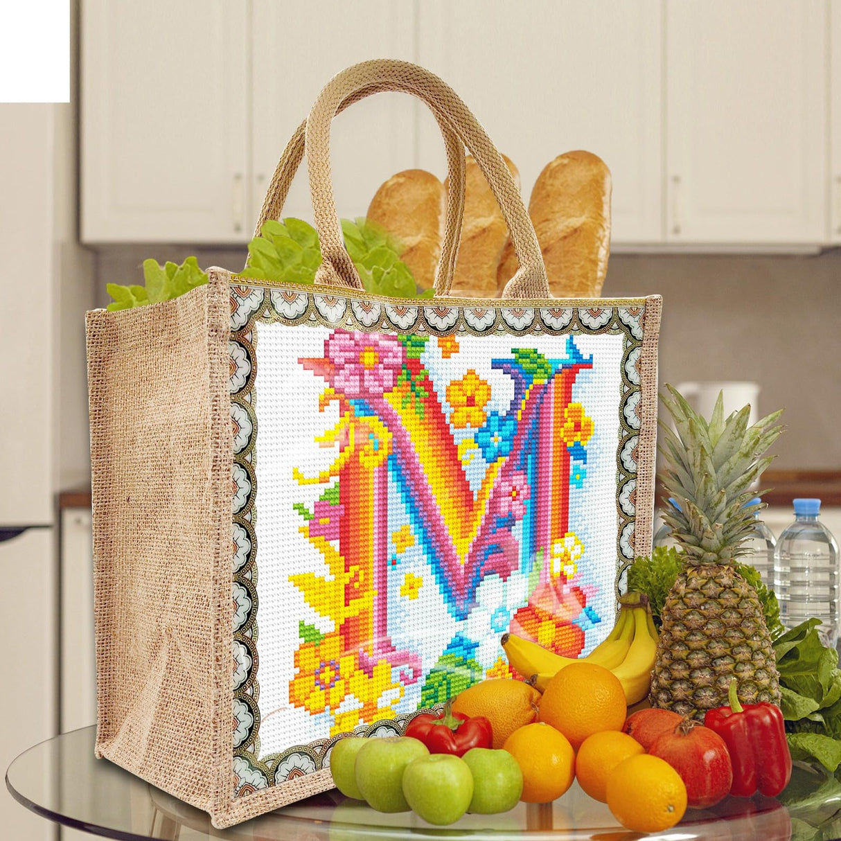 5D Diamond Art Painting Tote Bag Kit, DIY Painting Handbag Kits, Art Bag for Home Organizer (Single Side Dot Diamond)-M-1 WoodArtSupply