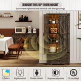 GlasFlength Pantry Adjustable Shelves Tall Farmhouse Storage Cabinet with 2 Drawers&Doors, 69" Rustic Wood Cupboard with LED Light, Brown GlasFlength