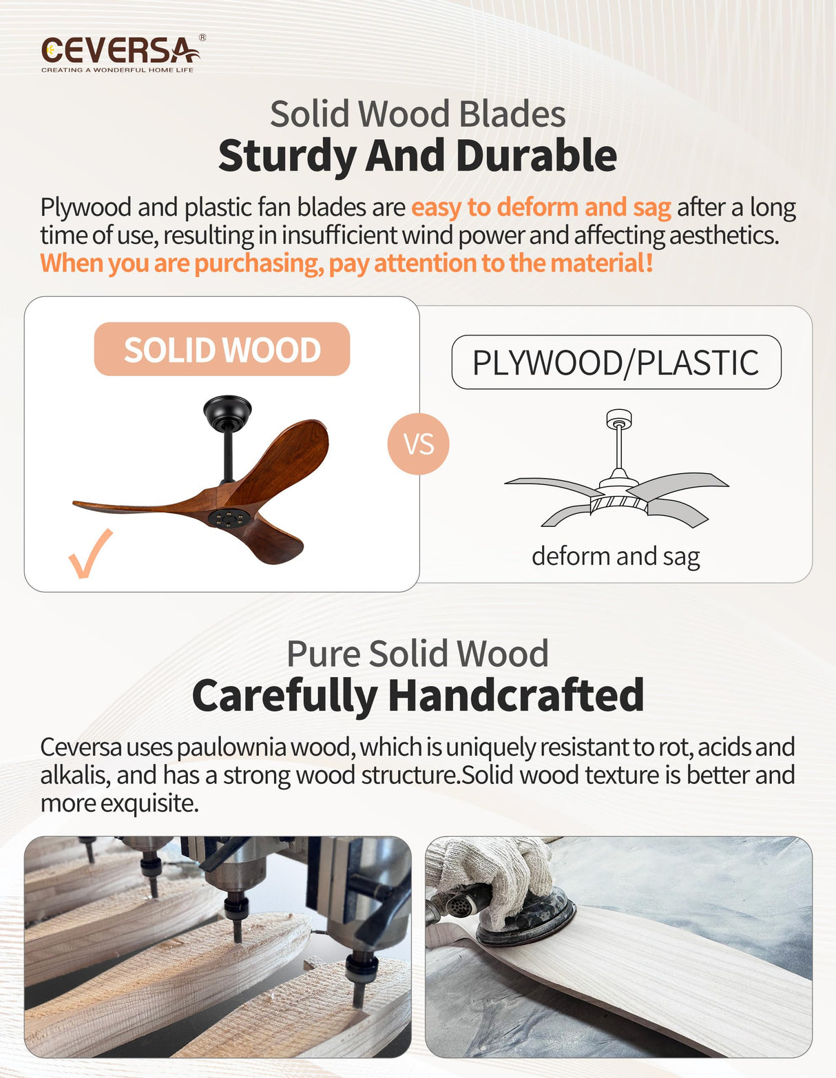 Ceversa 36 Inch Small Ceiling Fan no Light,Wood Ceiling Fan without Light with Remote Control,3 Blades Propeller Walnut Outdoor Ceiling Fan for Patio,Indoor,Living Room,Bedroom,Porch,Farmhouse Ceversa