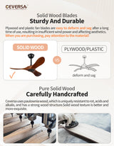 Ceversa 36 Inch Small Ceiling Fan no Light,Wood Ceiling Fan without Light with Remote Control,3 Blades Propeller Walnut Outdoor Ceiling Fan for Patio,Indoor,Living Room,Bedroom,Porch,Farmhouse Ceversa