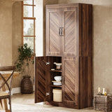Tribesigns 69" Tall Kitchen Pantry Cabinet, Farmhouse Pantry Kitchen Cabinet with 4 Doors and 4 Adjustable Shelves, Rustic Wood Cupboard for Kitchen, Dining Room, Living Room Tribesigns