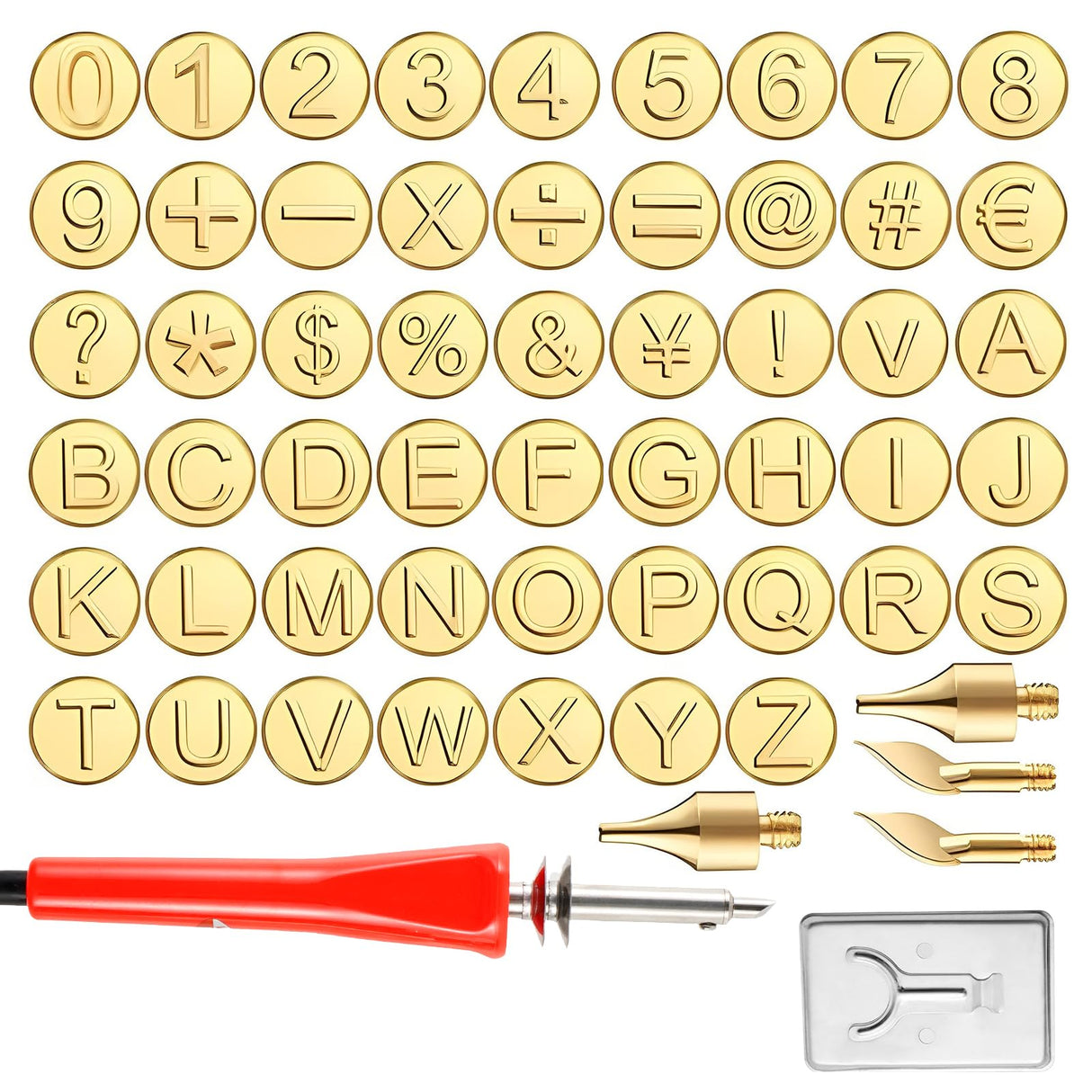 Wood Burning Tip Set, 26 Letters Wood Burning Tip Kit Copper Letter Number Soldering Iron Stencils DIY Embossing Carving Head Tools Wood Burning Set for DIY Embossing and Carving Crafts Wood Burning ZLHETWT