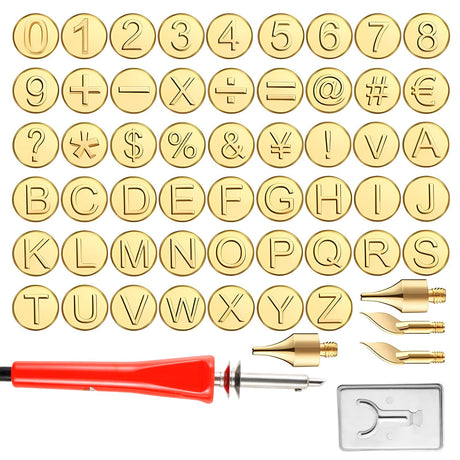 Wood Burning Tip Set, 26 Letters Wood Burning Tip Kit Copper Letter Number Soldering Iron Stencils DIY Embossing Carving Head Tools Wood Burning Set for DIY Embossing and Carving Crafts Wood Burning ZLHETWT