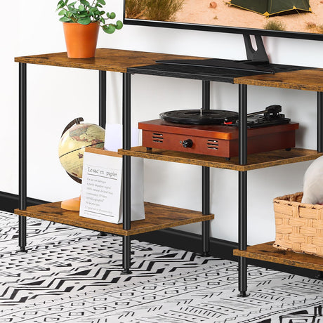 50 inch TV Stand for Bedroom Rustic Brown TV Entertainment Center with Storage 3 Tier TV Table Stand for Living Room TV Console Table for 50 43 40 32 inch TV Luplom