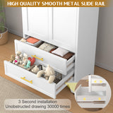 GAIOUS Steel Pantry Cabinet, 71" Metal Storage Cabinets with 2 Doors, 2 Adjustable Shelf and 2 Drawers, Freestanding Storage Cabinet for Bedroom, Kitchen, Living Room, Home Office (White) GAIOUS