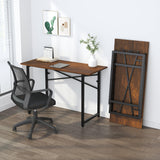 Lutown-Teen 47 inch Folding Desk No Assembly Required, Writing Gaming Computer Camping Table, Home Office Desk, Mahogany Lutown-Teen