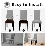 Easy-Going 100% Waterproof Dining Room Chair Cover Set of 6, Stretch Jacquard Parson Chair Slipcover Removable Washable Chair Protector for Home, Restaurant, Banquet (Large, Light Gray) Easy-Going