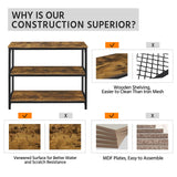 Yaheetech Industrial Console Table, 3 Tier Entryway Table with Storage Shelves, Narrow Sofa Table for Living Room, Foyer, Hallway, Entrance, Metal Frame, Rustic Brown Yaheetech