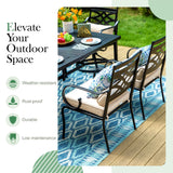 Sophia and William Outdoor Patio Dining Set for 6, Outdoor Table and Chairs, Removable Seat Cushions, 4 Fixed，2 Swivel Chairs, 59" Black Patio Dining Table Sophia & William