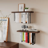 BUTUNITA Floating Bookshelves for Wall, Rustic Wood Hanging Wall Bookshelf, Upside Down Book Shelf and Wall Mounted Bookshelves for Home Decor in Bedroom, Living Room, Carbonized, 2 Pack BUTUNITA