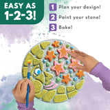 MindWare Paint Your Own Stepping Stone Kit - Mosaic Moon and Stars - Kits Include Paint and Brushes - MindWare