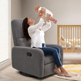 Jocisland Swivel Glider Rocking Recliner Chair for Adults, Nursery Rocker Reclining, Comfy Upholstered Single Sofa Armchair for Living Room Bedroom Nursing, Teddy Gray Jocisland