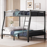 mikibama Full XL Over Queen Bunk,Metal Heavy Duty Bunk Beds for Adults,Queen Bunk Bed with Inclined Ladder,Industrial Bunkbeds for Kids,Adult,Small Spaces,Space Saving. (Black, Full XL Over Queen) mikibama