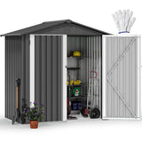 DWVO 6x4ft Outdoor Storage Shed, Weatherproof Tool Shed w/Locking Entry & Ventilation for Grass Cutter, Bike, Equipment, Courtyard, Garden (Dark Gray) DWVO