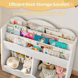 CHOEZON Kids Bookshelf and Toy Storage, Children's Bookcase with 2 Toy Cubes, Toddler Book Shelf for Kids Room, Wooden Book Organizer, for Playroom, Nursery, Living Room, White MCW15WB CHOEZON